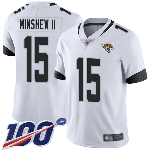 Men Nike Jacksonville Jaguars #15 Gardner Minshew II White  Stitched NFL 100th Season Vapor Limited Jersey->jacksonville jaguars->NFL Jersey